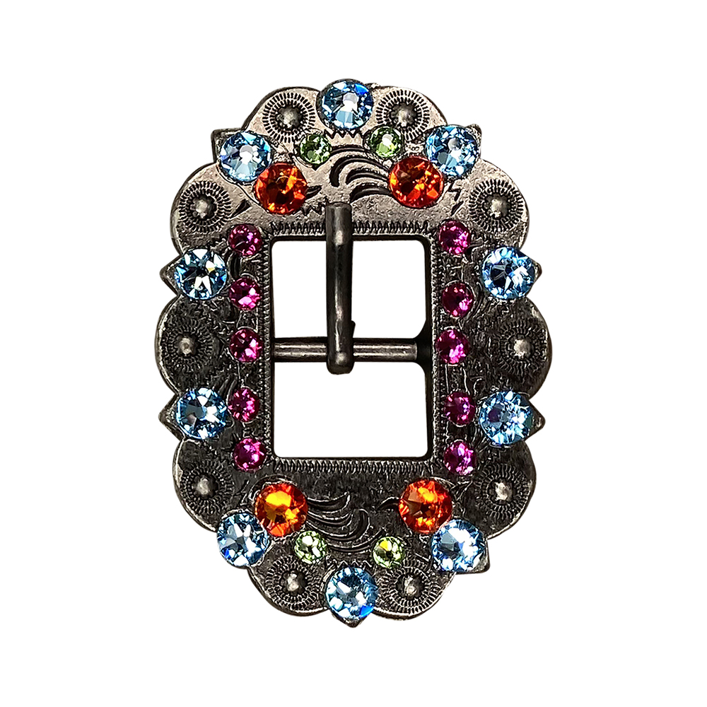 Antique Silver Tie Dye Crystal Conchos - Sizes from 1