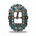Antique Silver Teal - AB Crystal Conchos | Sizes 1"- 3" | Buckles | Saddle Set | Leather Rosettes | Slide