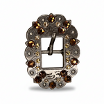 Antique Silver Topaz - Champagne Crystal Conchos | Sizes 1"- 3" | Buckles | Saddle Set | Leather Rosettes | Slide
