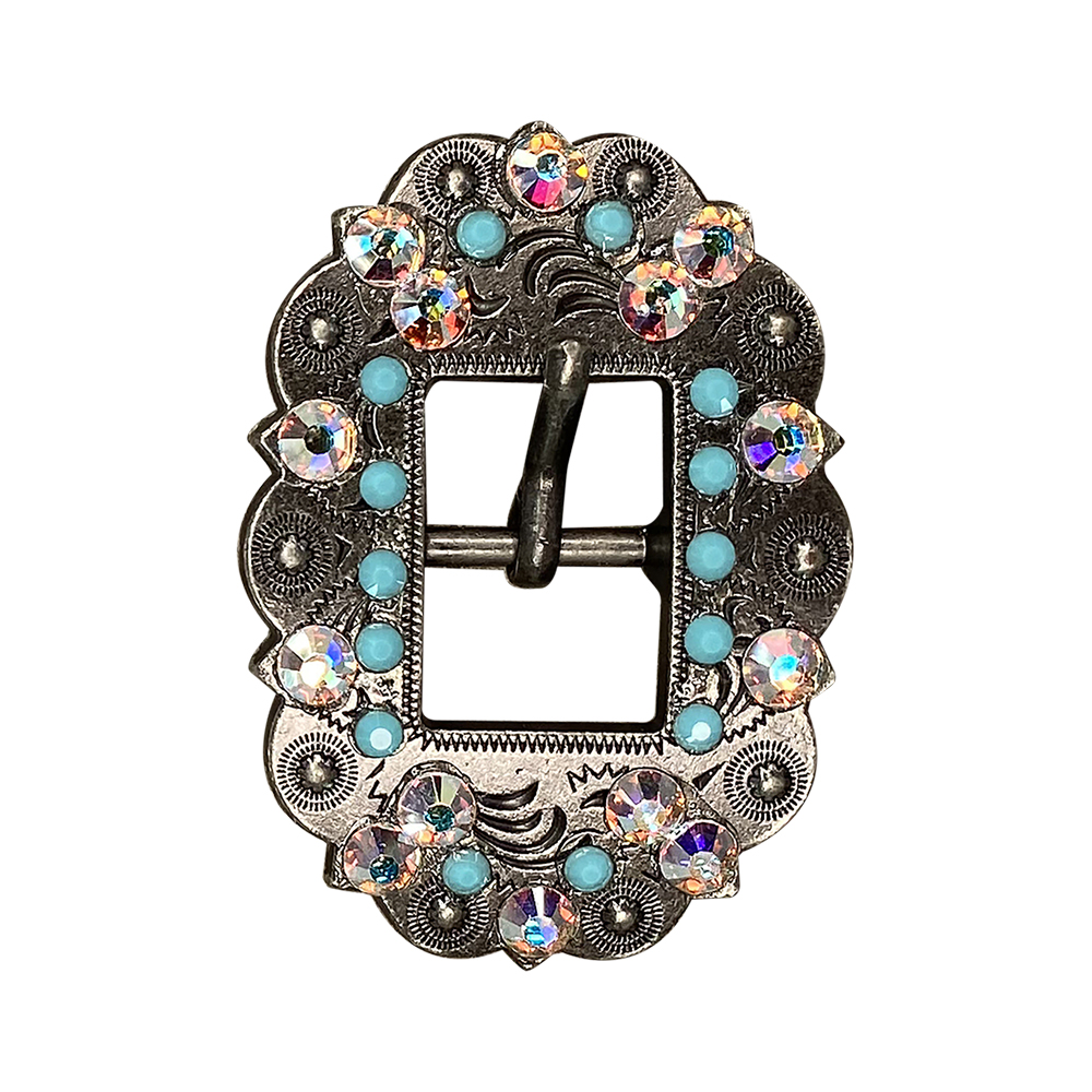 Antique Silver Turquoise, AB Crystal Conchos - Sizes from 1