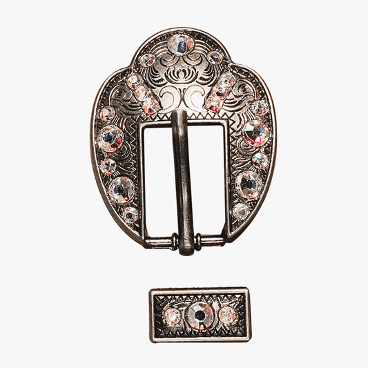 AB Antique Silver European Crystal Fancy Buckle - RODEO DRIVE