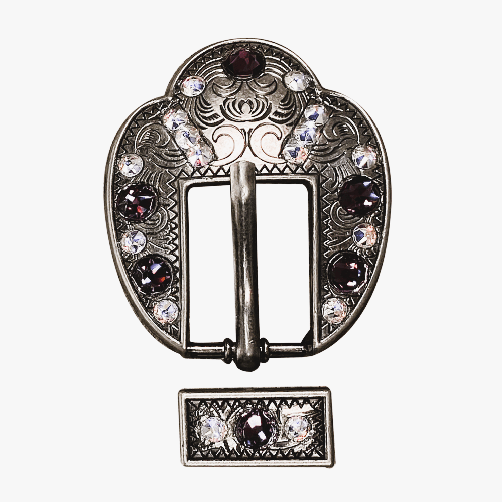 Amethyst & AB Antique Silver European Crystal Fancy Buckle - RODEO DRIVE