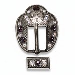 Antique Silver Amethyst - AB Crystal Conchos | Sizes 1"- 3" | Buckles | Saddle Set | Leather Rosettes | Slide