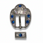 Antique Silver Capri - AB Crystal Conchos | Sizes 1"- 3" | Buckles | Saddle Set | Leather Rosettes | Slide