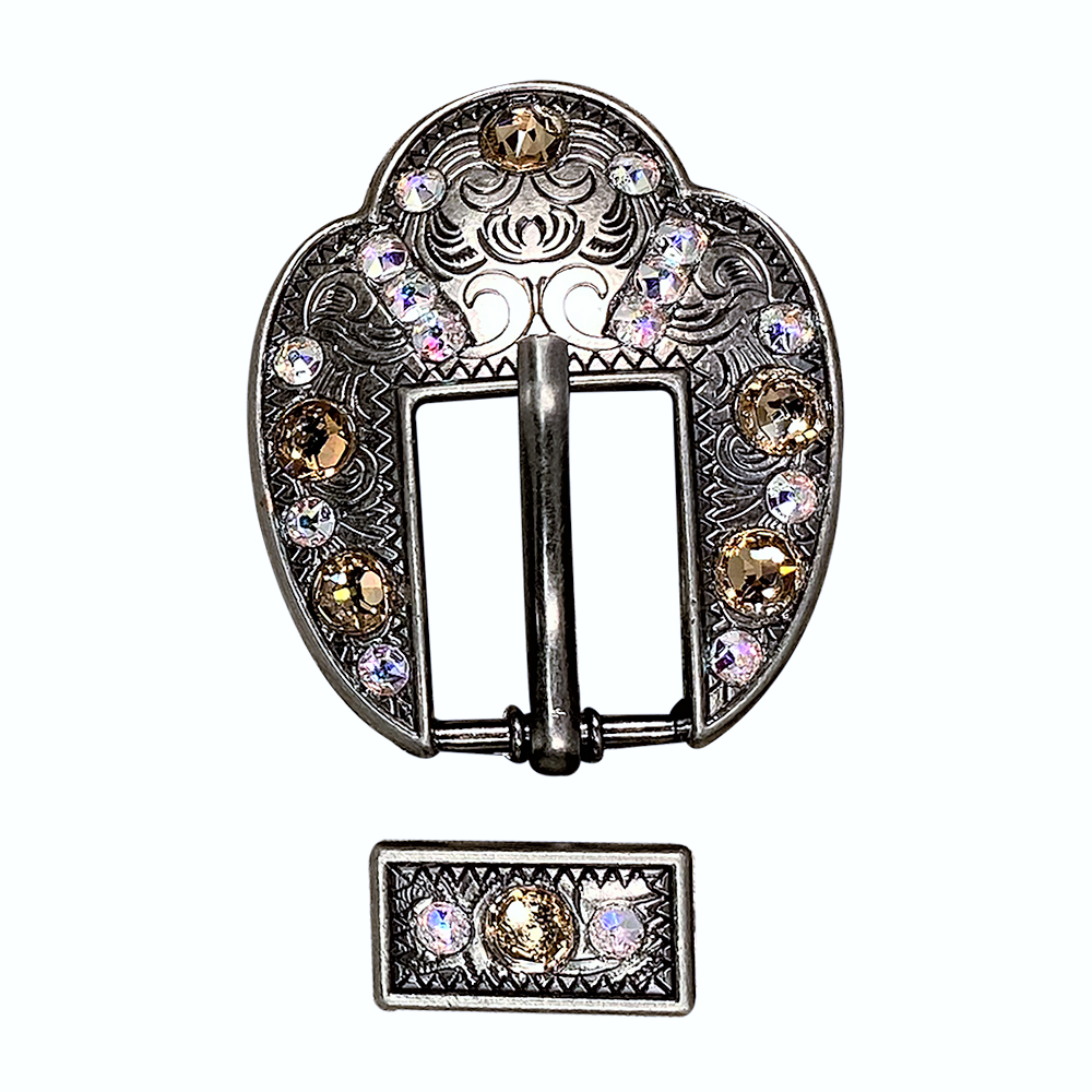 Antique Silver Champagne, AB Crystal Conchos - Sizes from 1