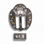 Antique Silver Champagne - AB Crystal Conchos | Sizes 1"- 3" | Buckles | Saddle Set | Leather Rosettes | Slide