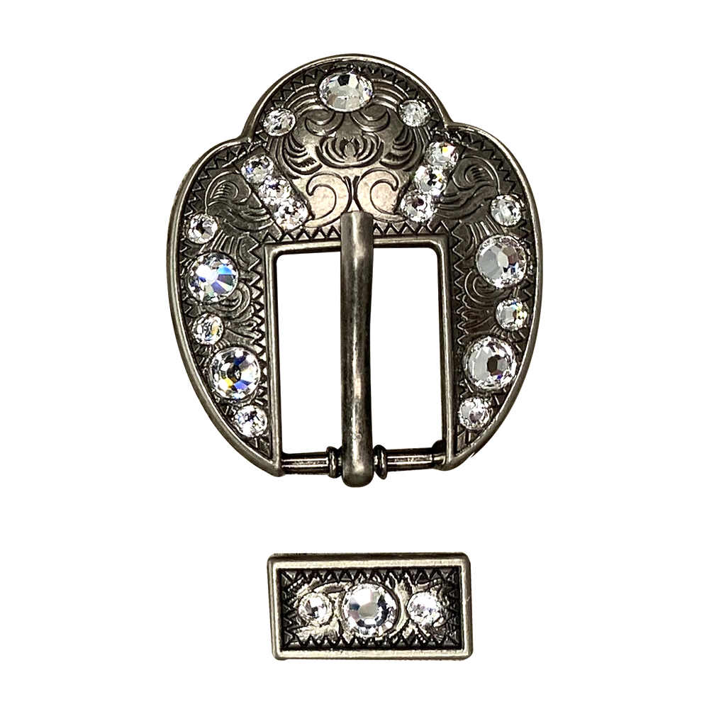 Antique Silver Clear Crystal Conchos - Sizes from 1