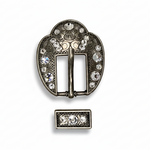 Antique Silver Clear Crystal Conchos | Sizes 1"- 3" | Buckles | Saddle Set | Leather Rosettes | Slide