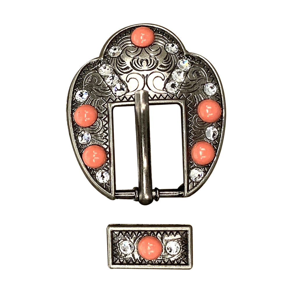 Antique Silver Coral, Clear Crystal Conchos - Sizes from 1