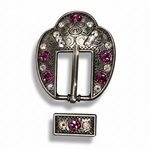 Antique Silver Fuchsia - AB Crystal Conchos | Sizes 1"- 3" | Buckles | Saddle Set | Leather Rosettes | Slide