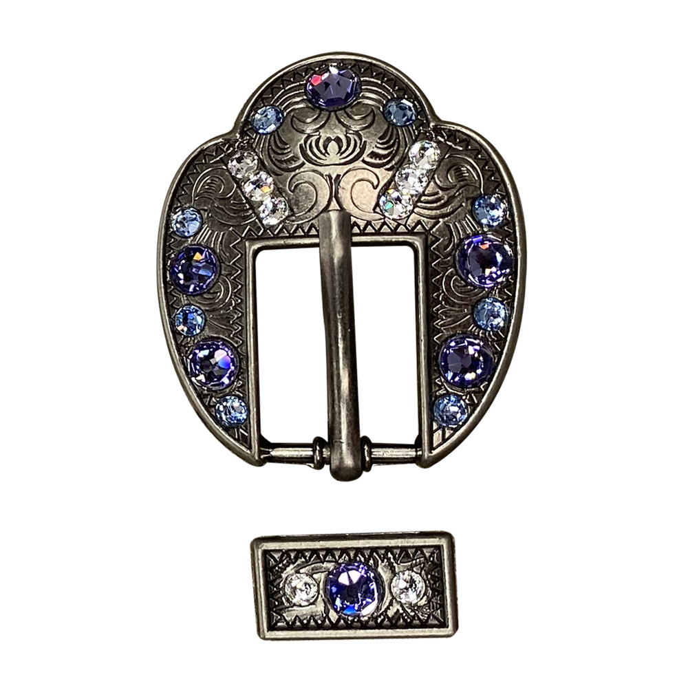 Antique Silver Light Sapphire, Clear, and Lilac Crystal Conchos - Sizes from 1