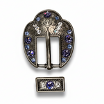 Antique Silver Light Sapphire - Clear - Lilac Crystal Conchos | Sizes 1"- 3" | Buckles | Saddle Set | Leather Rosettes | Slide