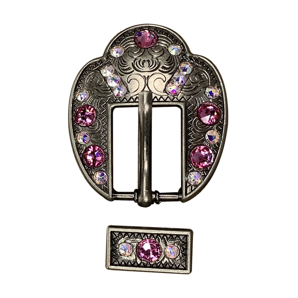 Antique Silver Pink, AB Crystal Conchos - Sizes from 1"- 3" and Buckles