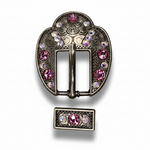 Antique Silver Pink - AB Crystal Conchos | Sizes 1"- 3" | Buckles | Saddle Set | Leather Rosettes | Slide