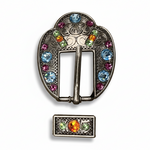 Antique Silver Tie Dye Crystal Conchos | Sizes 1"- 3" | Buckles | Saddle Set | Leather Rosettes | Slide