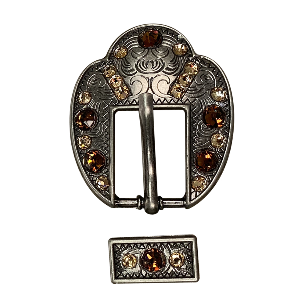 Antique Silver Topaz, Champagne Crystal Conchos - Sizes from 1"- 3" and Buckles