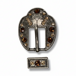 Antique Silver Topaz - Champagne Crystal Conchos | Sizes 1"- 3" | Buckles | Saddle Set | Leather Rosettes | Slide