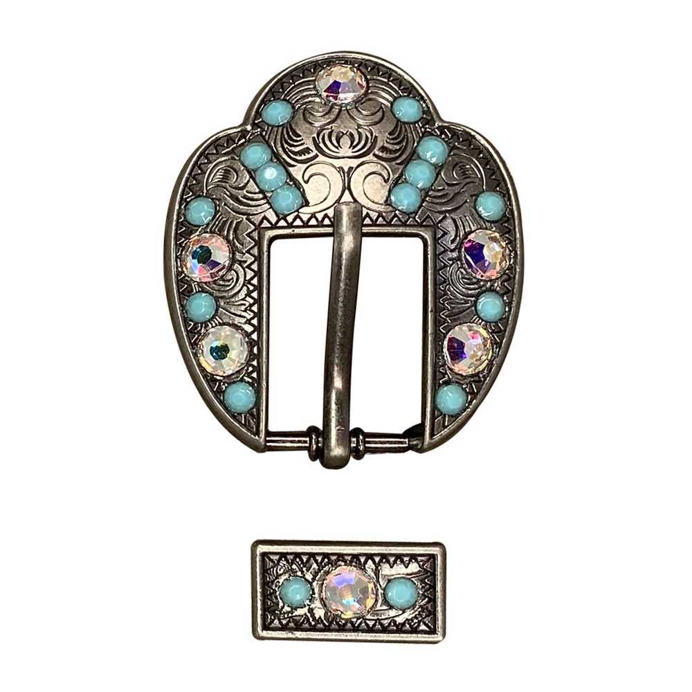 Antique Silver Turquoise, AB Crystal Conchos - Sizes from 1"- 3" and Buckles