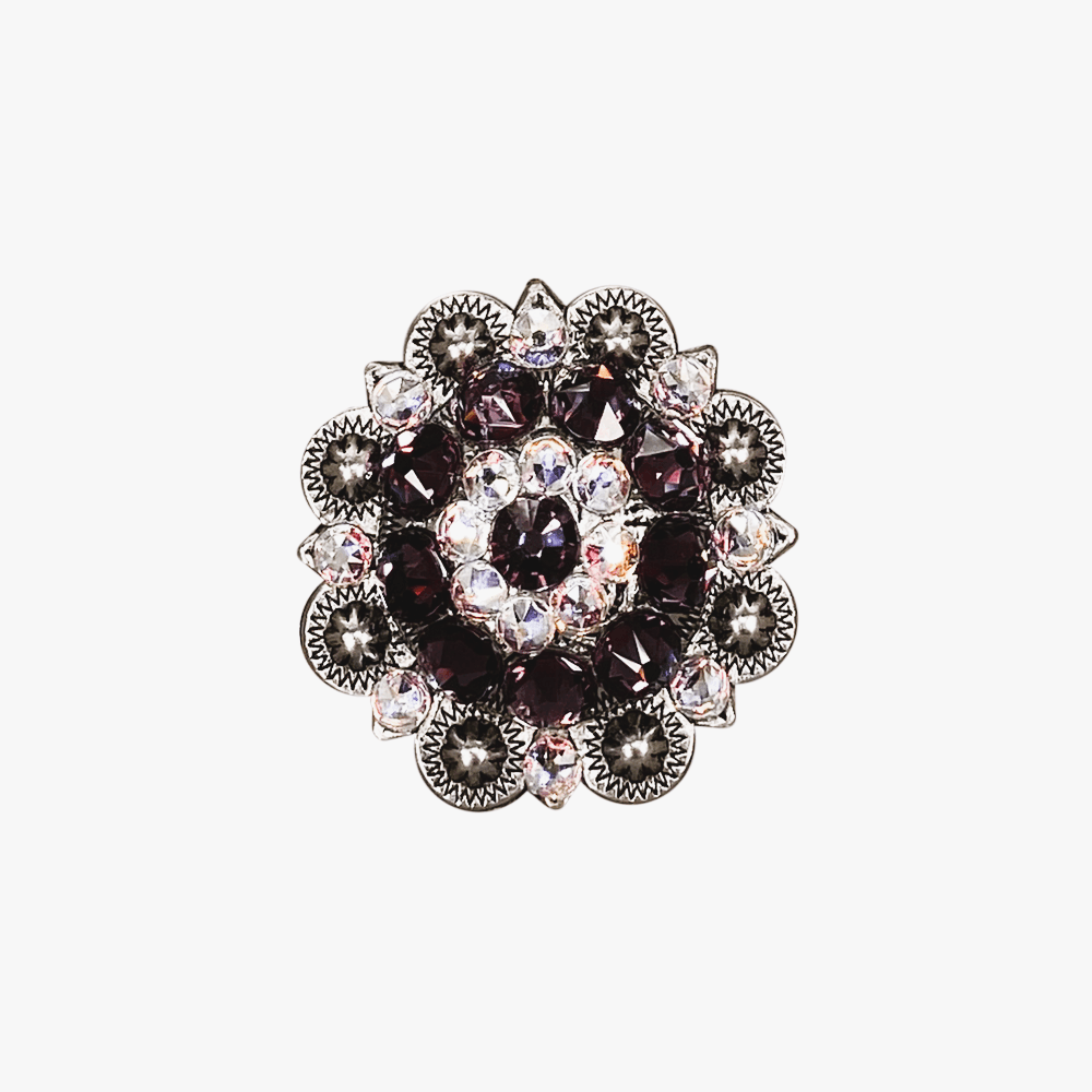 Amethyst & AB Antique Silver 1.5" European Crystal Concho - RODEO DRIVE