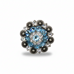 Antique Silver Aqua  - Clear Crystal Conchos | Sizes 1"- 3" | Buckles | Saddle Set | Leather Rosettes | Slide