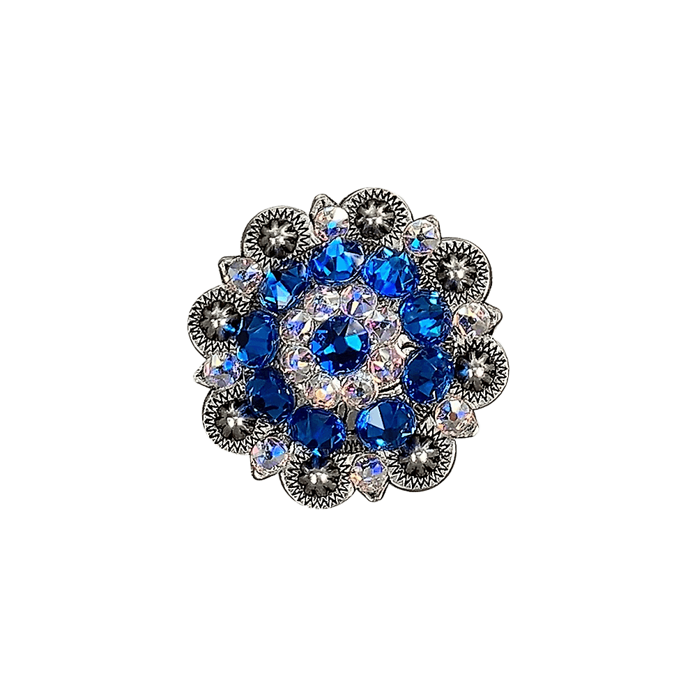 Capri & AB Antique Silver 1.5" European Crystal Concho - RODEO DRIVE