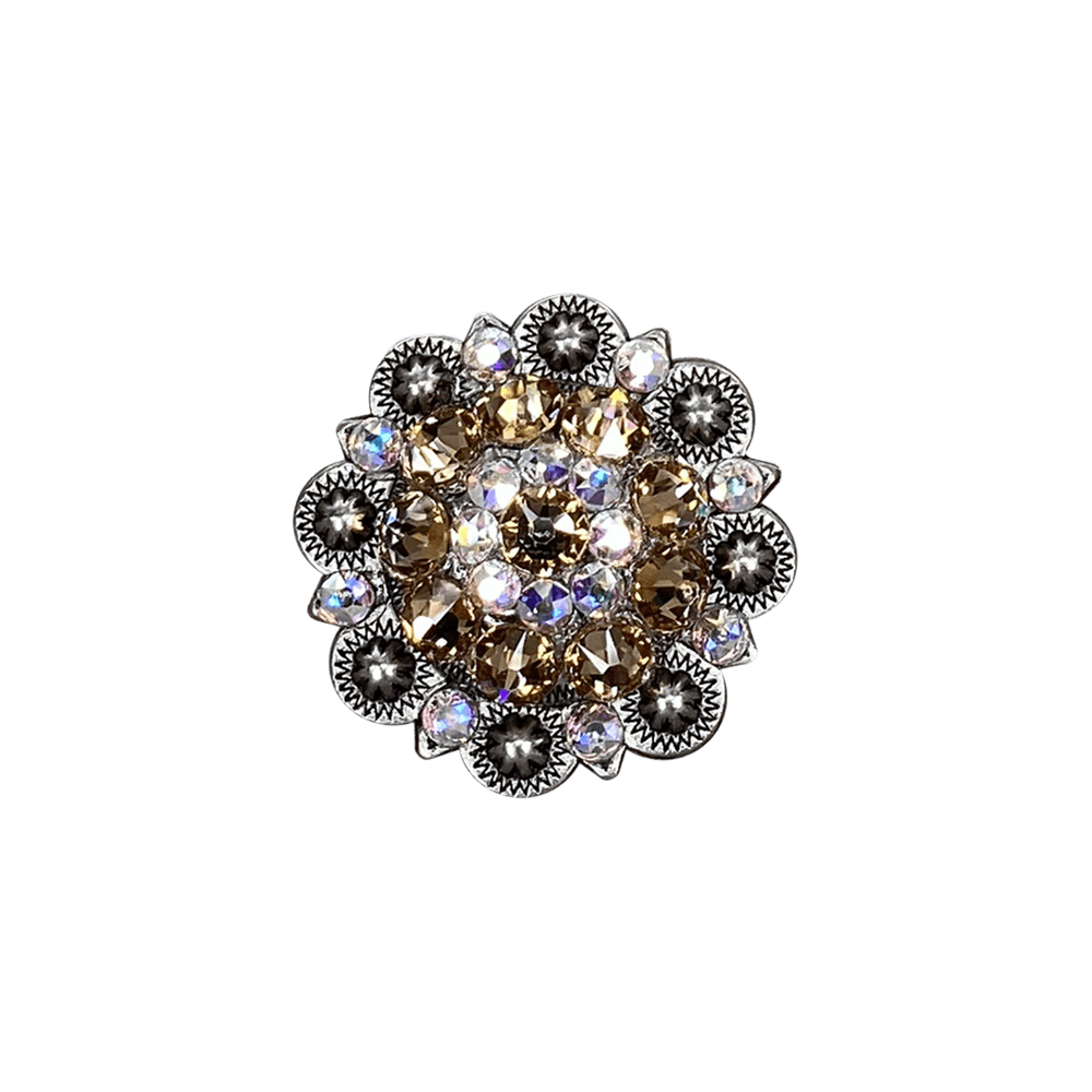Champagne & AB Antique Silver 1.5" European Crystal Concho - RODEO DRIVE