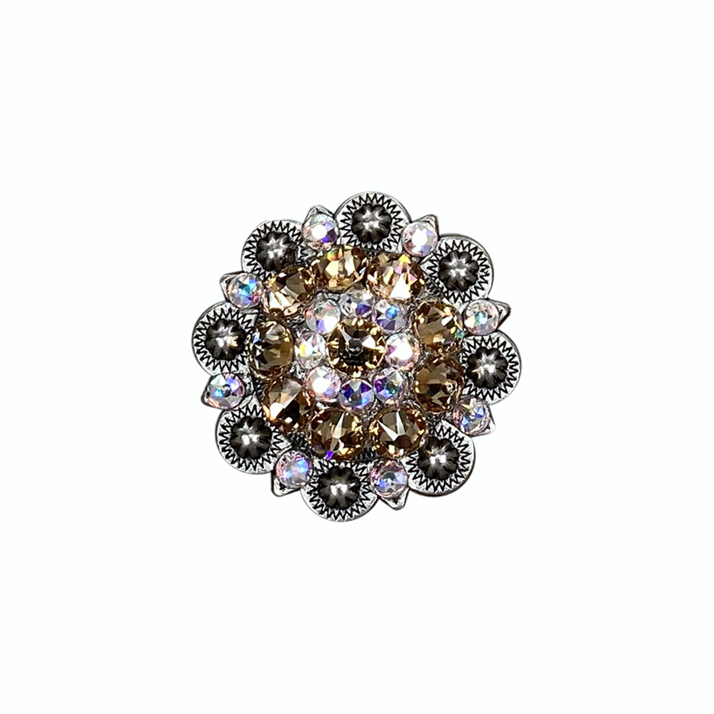 Antique Silver Champagne, AB Crystal Conchos - Sizes from 1