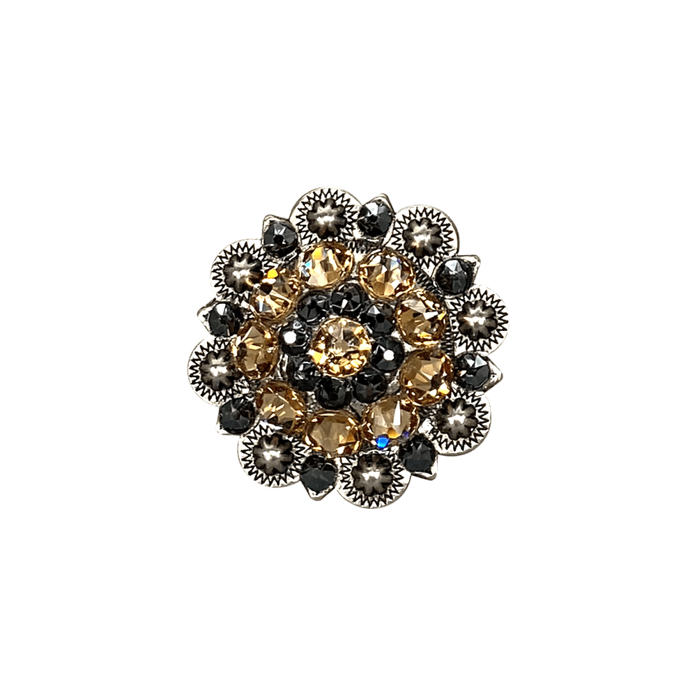 Champagne & Jet Antique Silver 1.5" European Crystal Concho - RODEO DRIVE