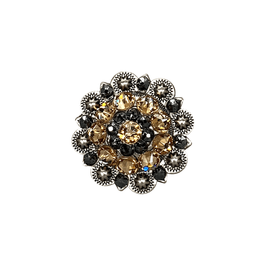 Champagne & Jet Antique Silver 1.5" European Crystal Concho - RODEO DRIVE