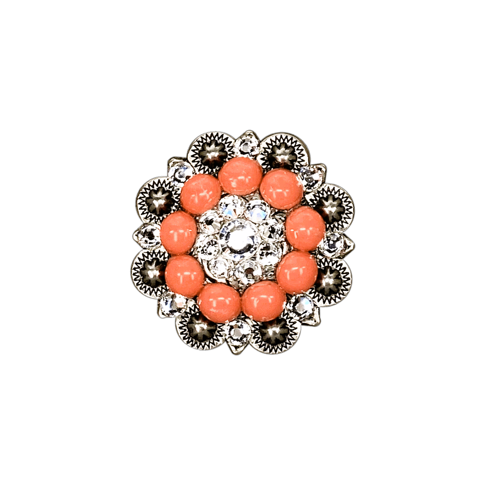 Fashion Coral & Clear Antique Silver 1.5
