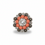 Antique Silver Coral - Clear Crystal Conchos | Sizes 1"- 3" | Buckles | Saddle Set | Leather Rosettes | Slide