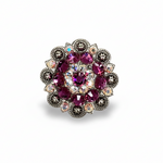 Antique Silver Fuchsia - AB Crystal Conchos | Sizes 1"- 3" | Buckles | Saddle Set | Leather Rosettes | Slide