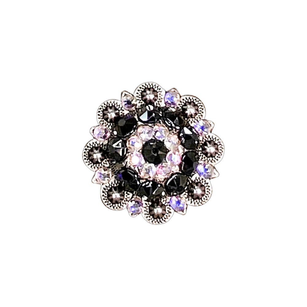 Jet & AB Antique Silver 1.5" European Crystal Concho - RODEO DRIVE
