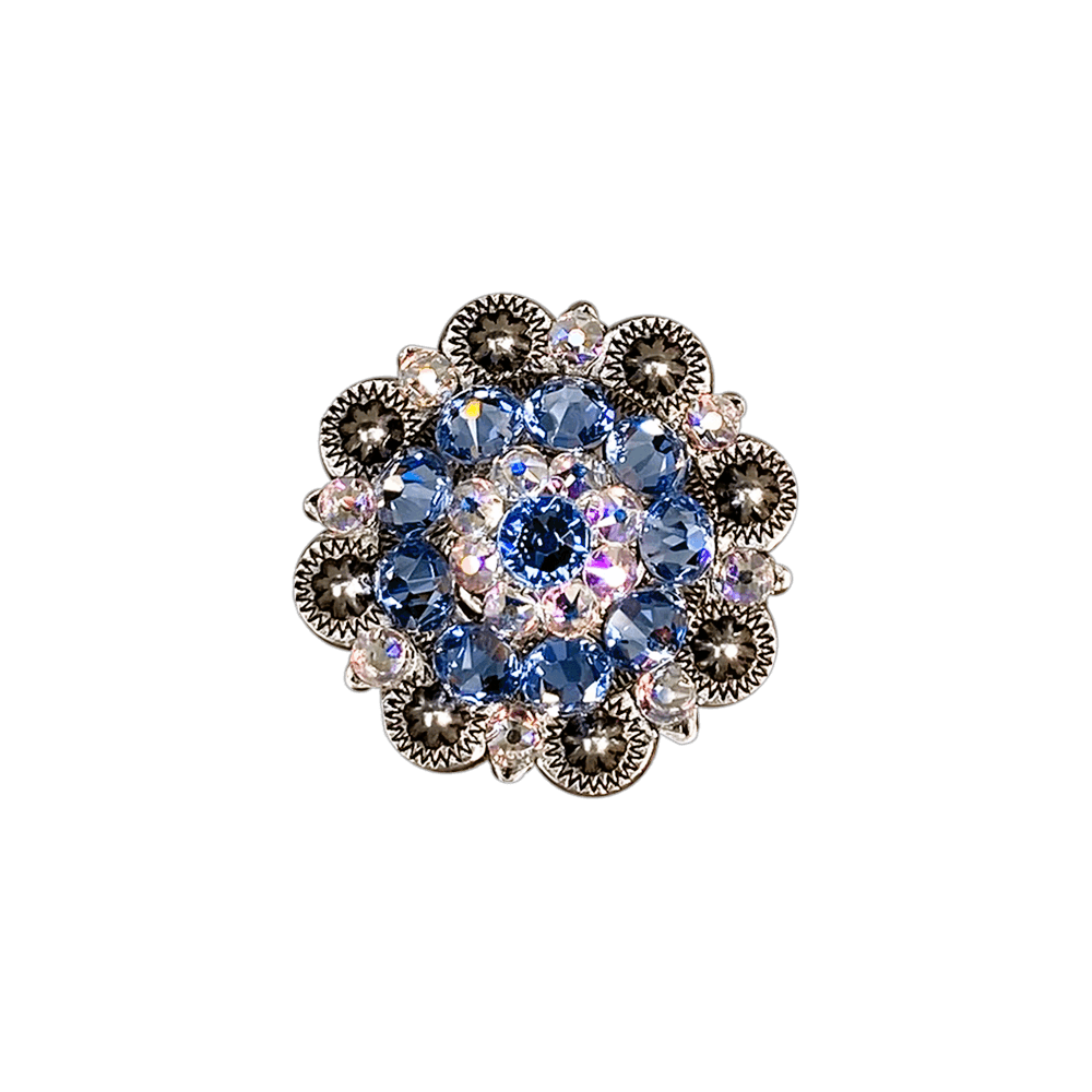Light Sapphire & AB Antique Silver 1.5" European Crystal Concho - RODEO DRIVE