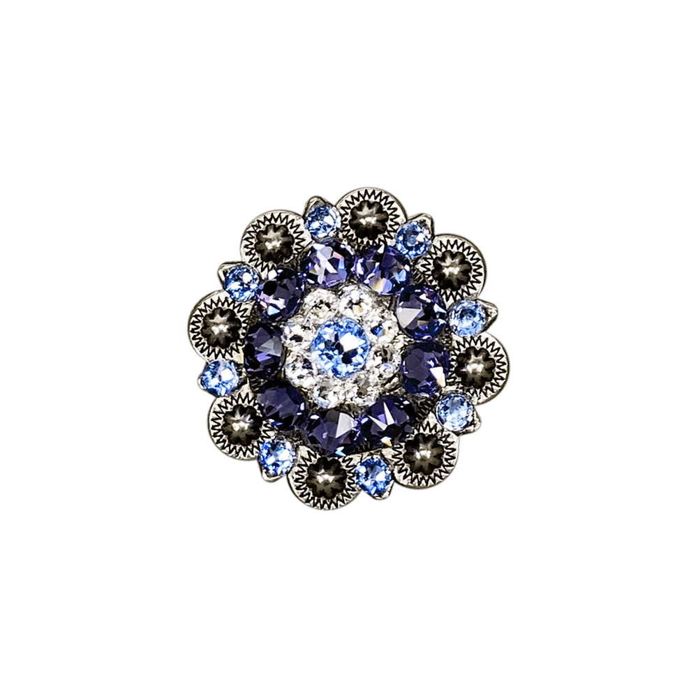 Light Sapphire Clear & Lilac Antique Silver 1.5" European Crystal Concho - RODEO DRIVE