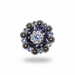 Antique Silver Light Sapphire - Clear - Lilac Crystal Conchos | Sizes 1"- 3" | Buckles | Saddle Set | Leather Rosettes | Slide