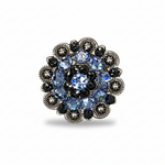 Antique Silver Light Sapphire - Jet Crystal Conchos | Sizes 1"- 3" | Buckles | Saddle Set | Leather Rosettes | Slide