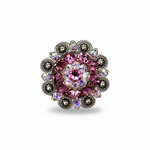 Antique Silver Pink - AB Crystal Conchos | Sizes 1"- 3" | Buckles | Saddle Set | Leather Rosettes | Slide