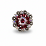 Antique Silver Ruby - AB Crystal Conchos | Sizes 1"- 3" | Buckles | Saddle Set | Leather Rosettes | Slide