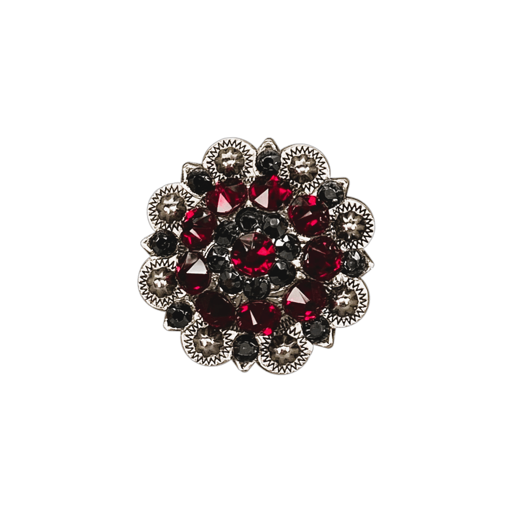 Ruby & Jet Antique Silver 1.5" European Crystal Concho - RODEO DRIVE