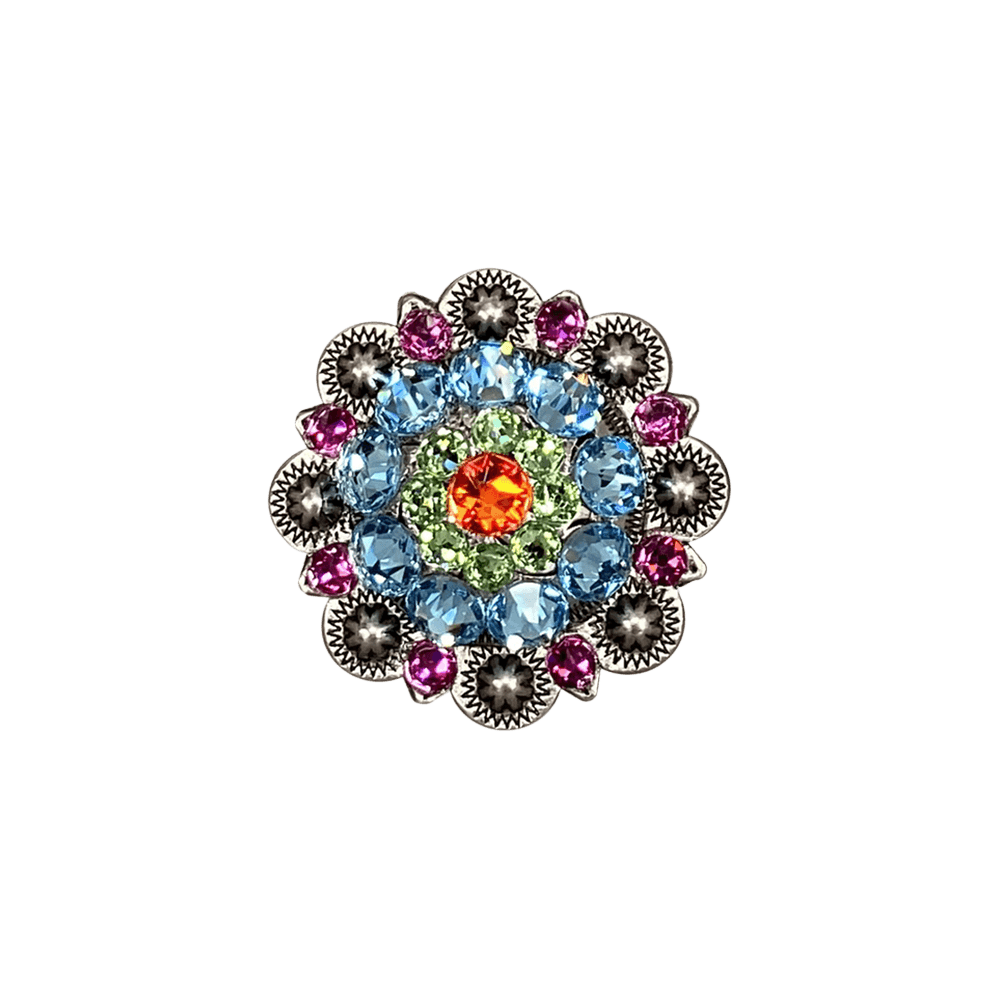 Tie Dye Antique Silver 1.5" European Crystal Concho - RODEO DRIVE