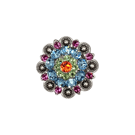 Tie Dye Antique Silver 1.5" European Crystal Concho - RODEO DRIVE