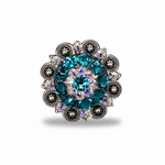 Antique Silver Teal - AB Crystal Conchos | Sizes 1"- 3" | Buckles | Saddle Set | Leather Rosettes | Slide