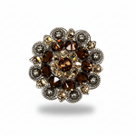 Antique Silver Topaz - Champagne Crystal Conchos | Sizes 1"- 3" | Buckles | Saddle Set | Leather Rosettes | Slide