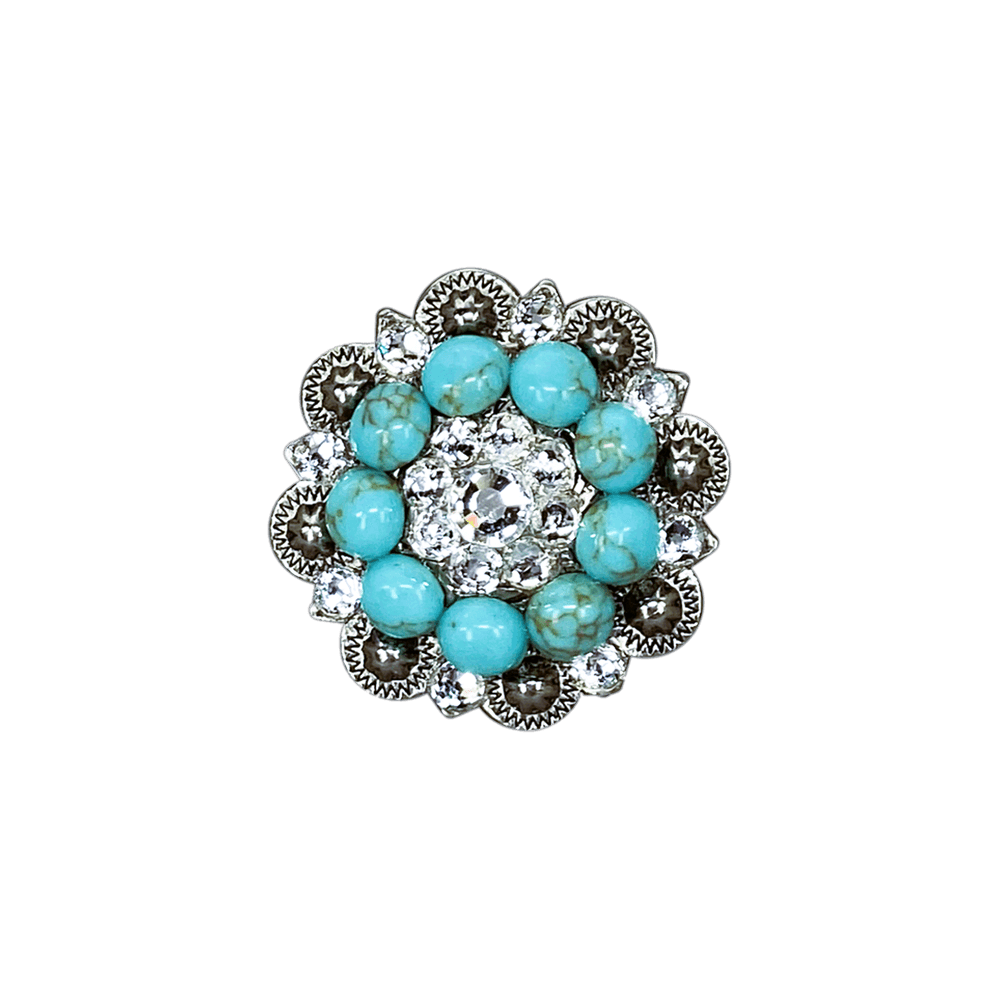 Fashion Turquoise & Clear Antique Silver 1.5