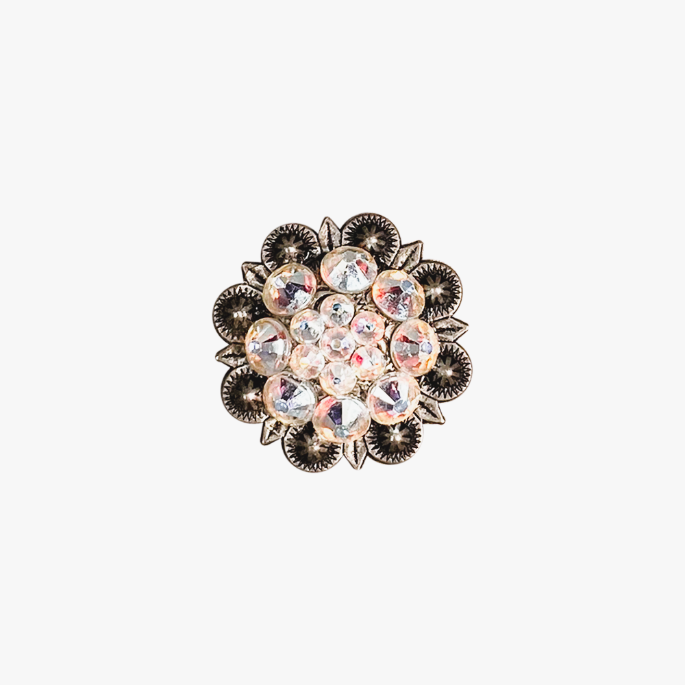 Antique Silver AB Crystal Conchos - Sizes from 1