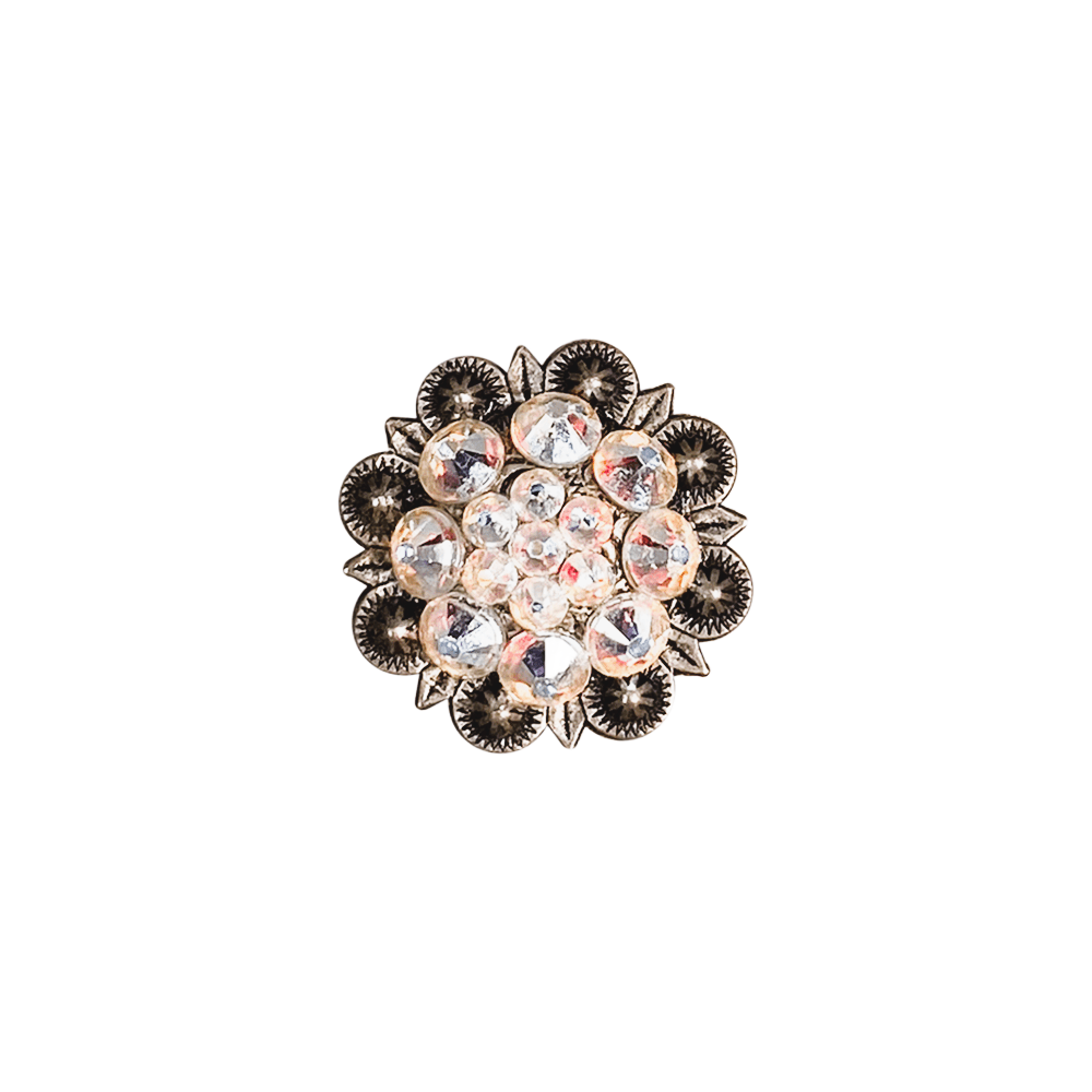 AB Antique Silver 1.25" European Crystal Concho - RODEO DRIVE