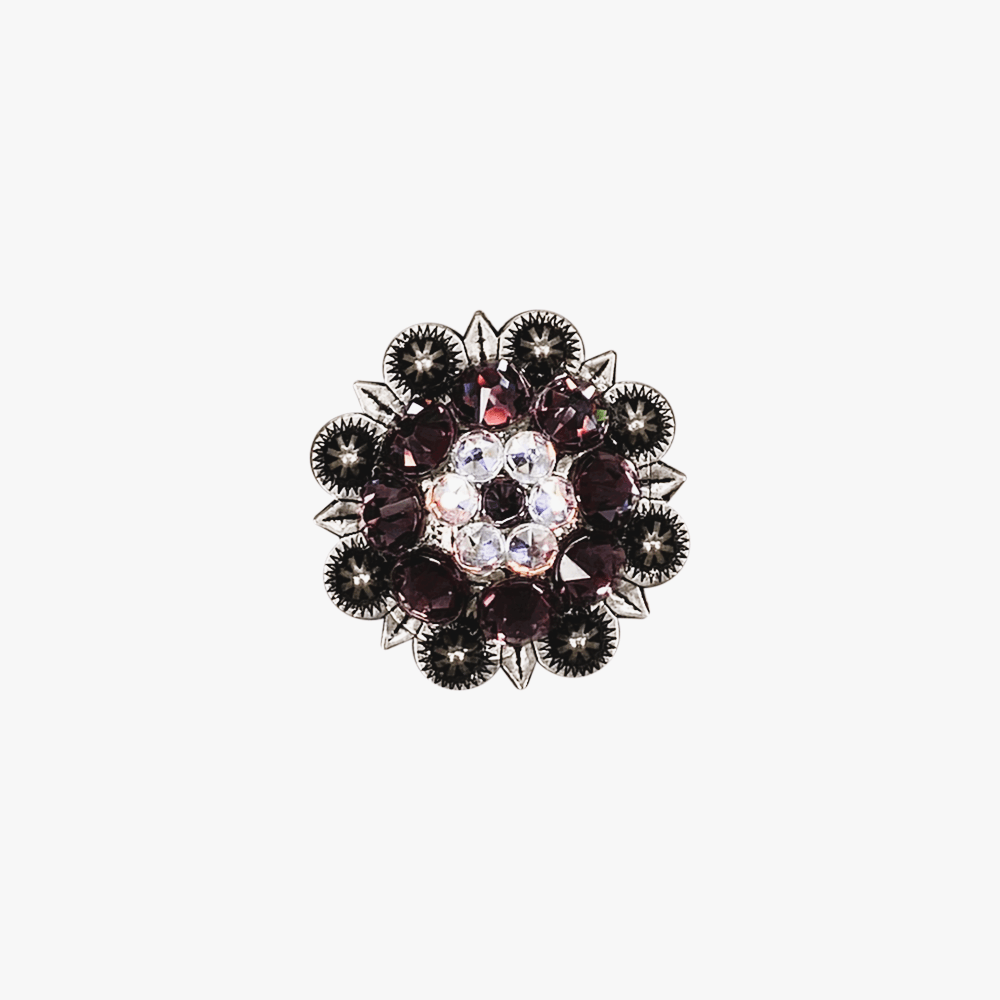 Amethyst & AB Antique Silver 1.25" European Crystal Concho - RODEO DRIVE