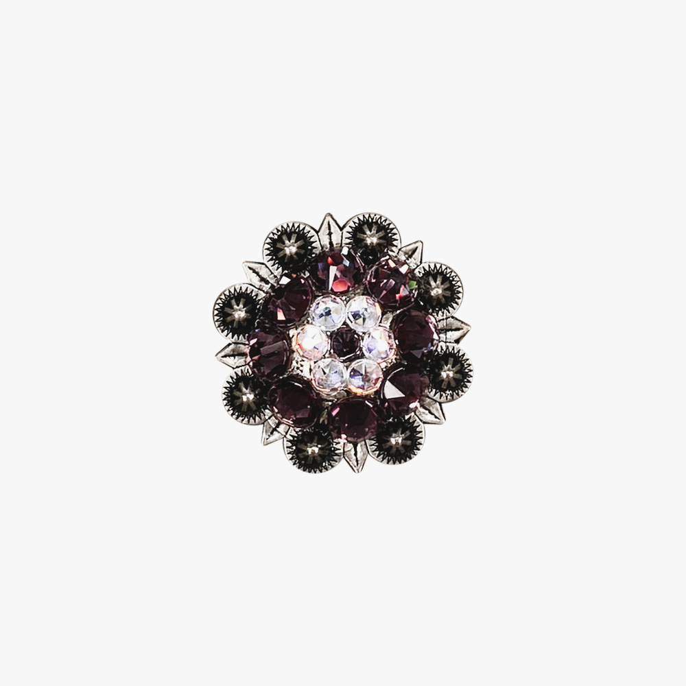 Antique Silver Amethyst, AB Crystal Conchos - Sizes from 1