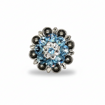 Antique Silver Aqua  - Clear Crystal Conchos | Sizes 1"- 3" | Buckles | Saddle Set | Leather Rosettes | Slide